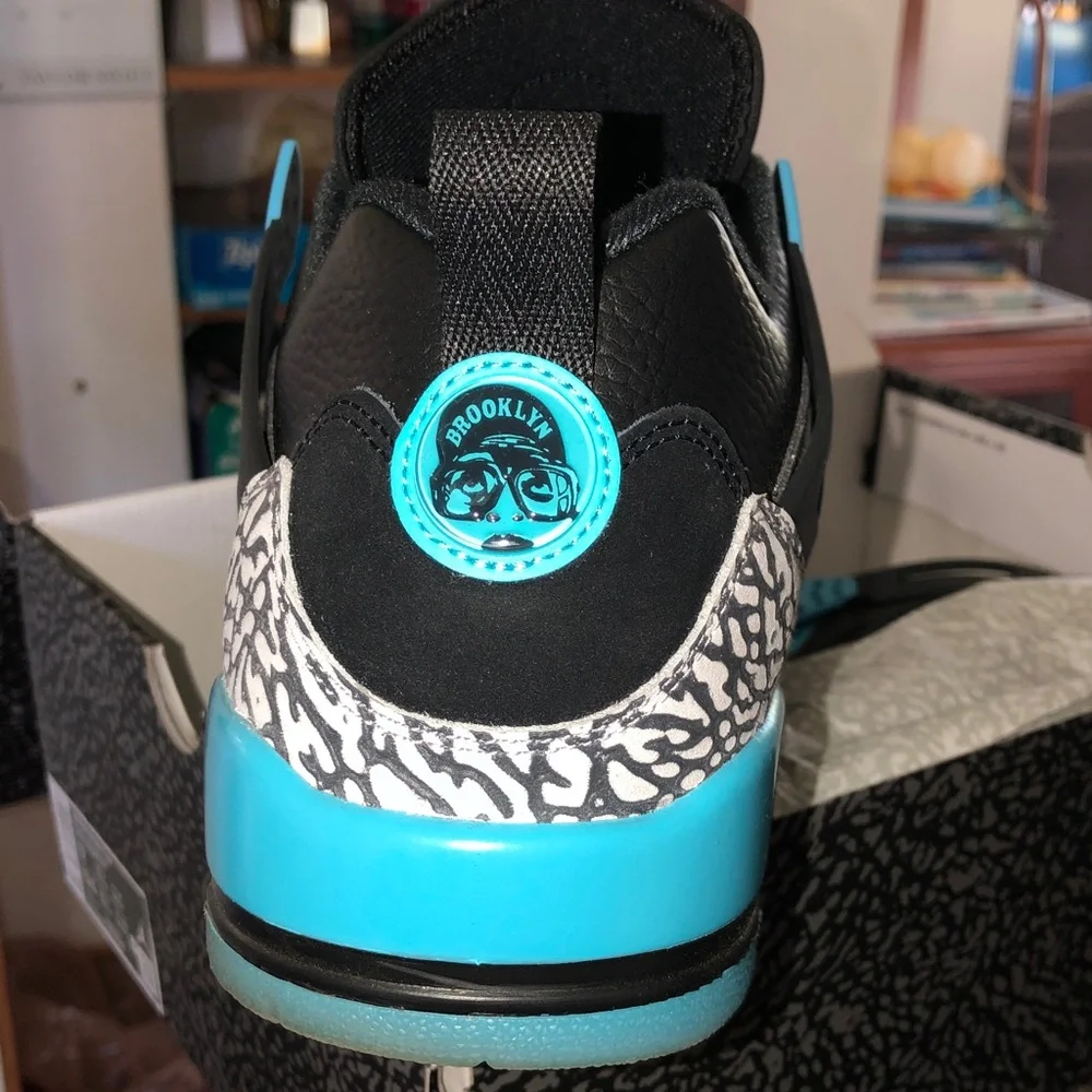 Jordan Spizike Low Box in Black and Gray with Gamma Blue Label